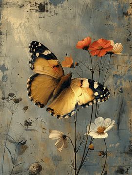 Butterfly with flowers in vintage style by Studio Allee