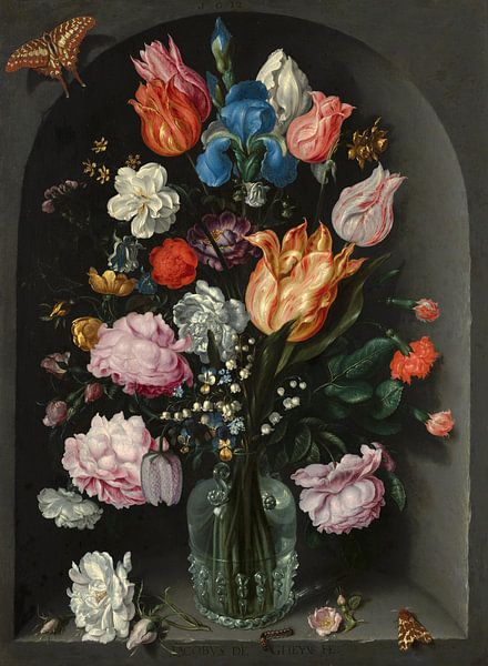 Bloemen in een glazen fles, Jacob de Gheyn II van Meesterlijcke Meesters