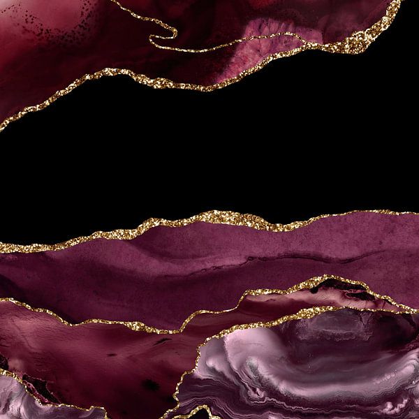 Burgundy &amp; Gold Agate Texture 16 by Aloke Design