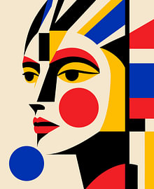 Strahlendes Profil – Die geometrische Frau des Bauhaus von RAMYHEFNY-GALLERY
