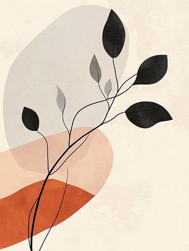 Branche botanique abstraite avec des feuilles