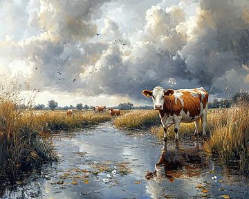 Calm Before the Storm Grazing van Abstract Schilderij