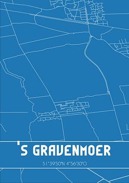 Blauwdruk | Landkaart | 's Gravenmoer (Noord-Brabant) van Rezona