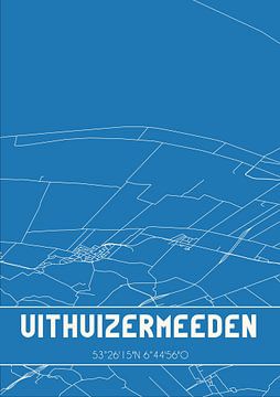 Blauwdruk | Landkaart | Uithuizermeeden (Groningen) van Rezona