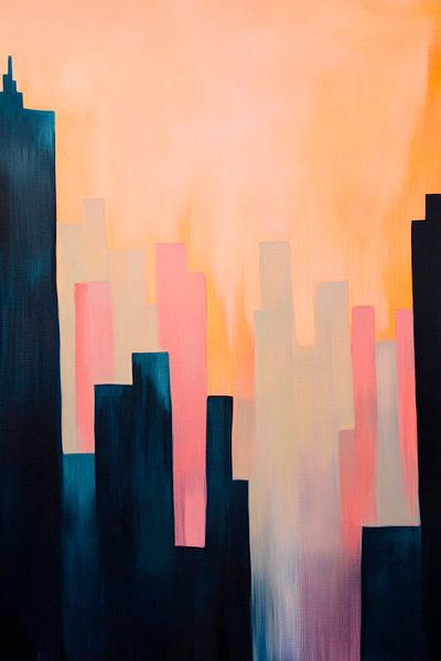 City silhouette at sunset by Poster Art Shop