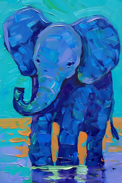 Kleurrijk abstract schilderij van een olifant van Art & Soul Creations