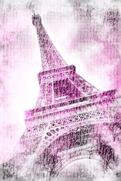PARIS Tour Eiffel | Aquarelle rose par Melanie Viola