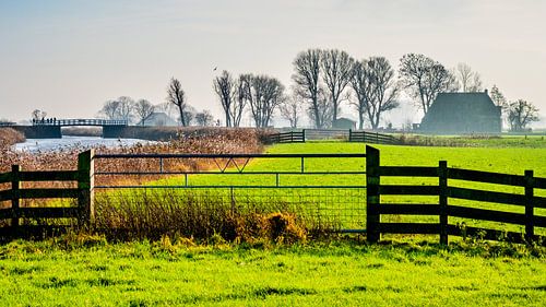 Bridge over Franeker canal near Winsum, Friesland.