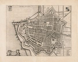 Old map of Harlingen from around 1652