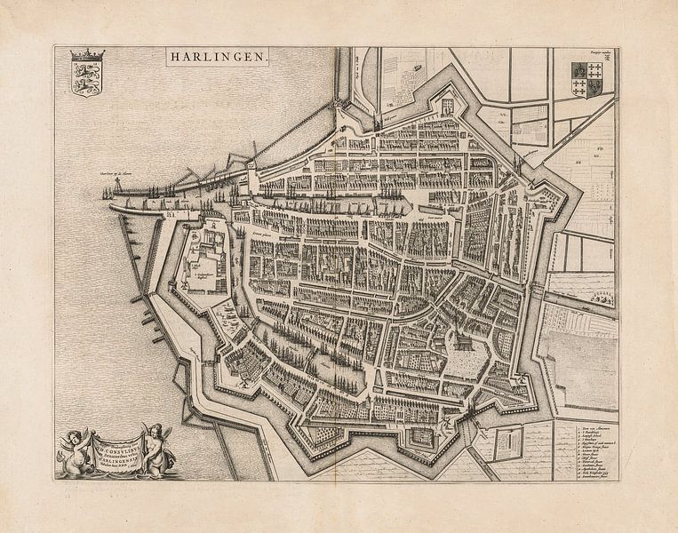 Ancienne carte de Harlingen datant d'environ 1652 par Gert Hilbink