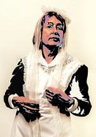 Portrait d'une femme en costume de femme de chambre et édité comme Popart au style Andy Warhol
