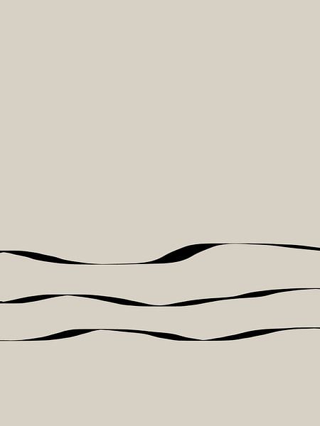 Japandi minimalist artwork with three black lines by Imaginative