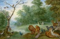 Het paradijs met de zondeval van Adam en Eva, Jan Brueghel de Jonge van Meesterlijcke Meesters thumbnail