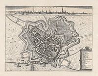 Map of Zutphen, circa 1650, with white frame.