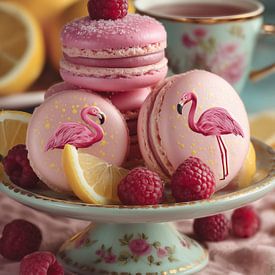 Still Life with Sweet Pink Flamingo Macarons by Studio Ypie