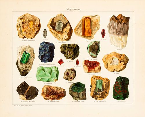 Carte scolaire en couleur Pierres précieuses