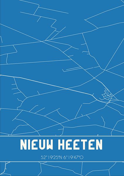 Blueprint | Carte | Nieuw Heeten (Overijssel) par Affiches de lieux