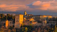 Coucher de soleil à l'Alhambra de Grenade par Henk Meijer Photography Aperçu