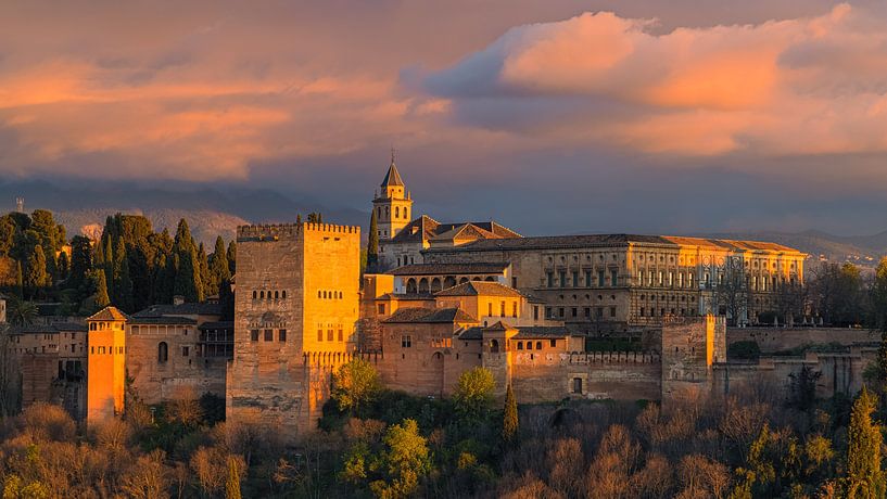 Coucher de soleil à l'Alhambra de Grenade par Henk Meijer Photography