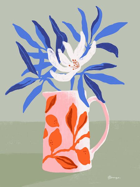 Pink Jug with Lemons and Flower by Anna Benge