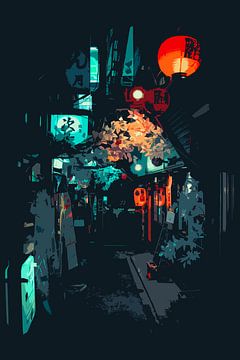 Lantern in a blue alley by Mickéle Godderis