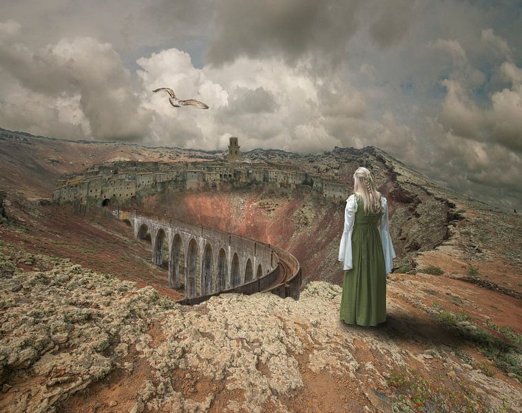 Woman looks at abandoned city by Gerben van Buiten