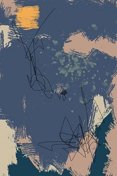 Moderne abstracte kunst. Vormen en lijnen in heldere kleuren nr. 5 van Dina Dankers
