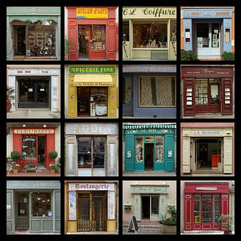 Collage van authentieke Franse etalages.