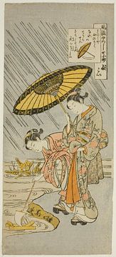 Suzuki Harunobu - Ono no Komachi Biddend voor regen (Amagoi), uit... van Peter Balan