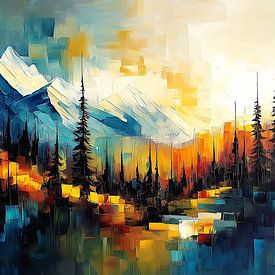 Abstract landscape with forest and hills by Jan Bechtum