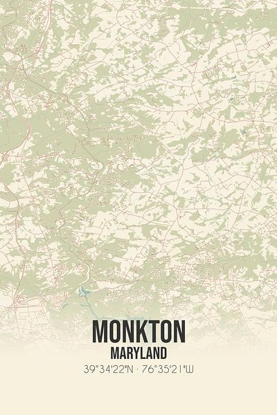 Vintage map of Monkton (Maryland), USA. by Prints of Place