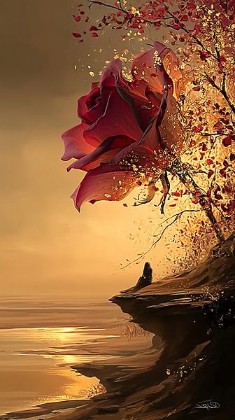 Rose in Rot, Schwarz oder Gold von Gelissen Artworks
