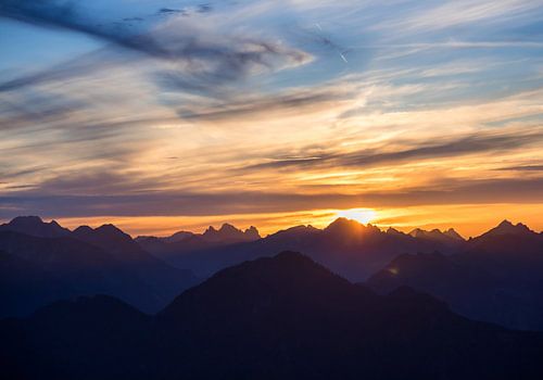 Zonsondergang in de Alpen