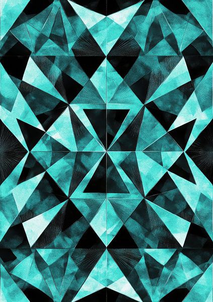 Geometrisches Muster in Türkis und Schwarz von Niklas Maximilian