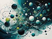 Wervelende Abstractie van Blauwe en Groene Cirkels van Bart Veeken thumbnail