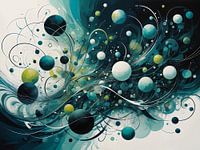 Wervelende Abstractie van Blauwe en Groene Cirkels