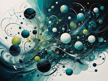 Wervelende Abstractie van Blauwe en Groene Cirkels van Bart Veeken