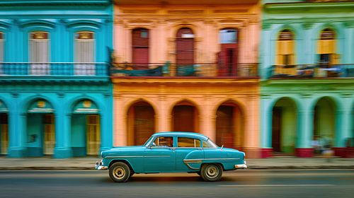 Auto in Havana cuba artistiek motion panorama