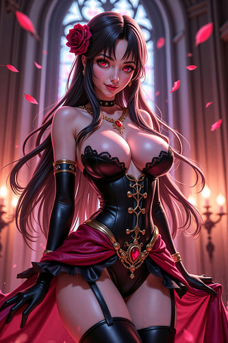 Dark Fantasy Anime Wandbild: VELASERIA – Sexy Anime Latina Girl in einem Ballraum