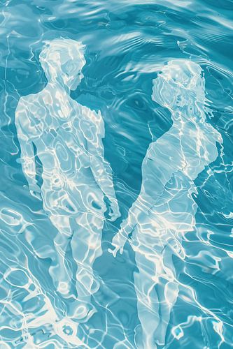 Été, soleil, mer et baignade | Peinture abstraite avec de l'eau