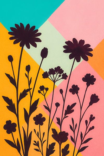 Colourful Flower Silhouettes by But First Framing