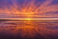 Vurige zonsondergang boven het wad