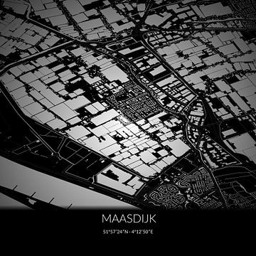 Schwarz-weiße Karte von Maasdijk, Südholland. von Rezona