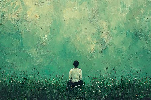 abstract groen schilderij