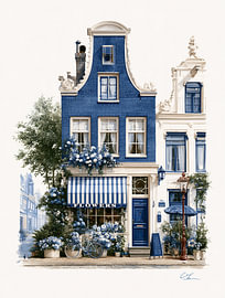 ein gemütliches kleines Blumengeschäft in einem Amsterdamer Treppengiebelhaus in einer gemütlichen Straße von Margriet Hulsker