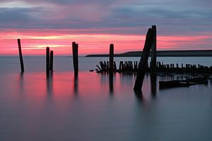 L'aube sur la mer des Wadden à Texel