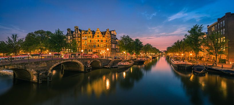 Panorama Amsterdam am Schnittpunkt der Prinsengracht und der Brouwersgracht von Henk Meijer Photography