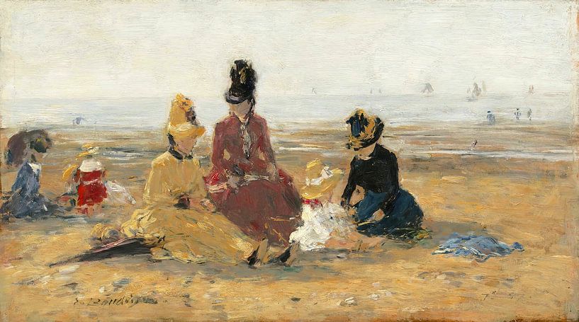 On the Beach, Trouville, Eugène Boudin by Masterful Masters