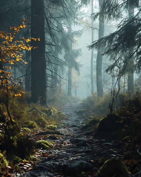 Wandeling in het bos van fernlichtsicht
