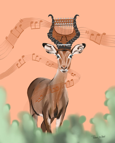 Impala with Harp – Rural Animal Art